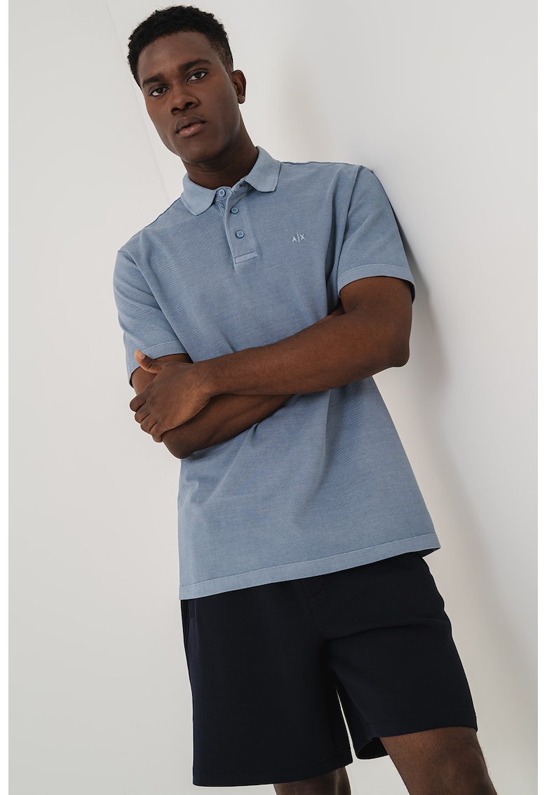 Тениска с яка и лого ARMANI EXCHANGE