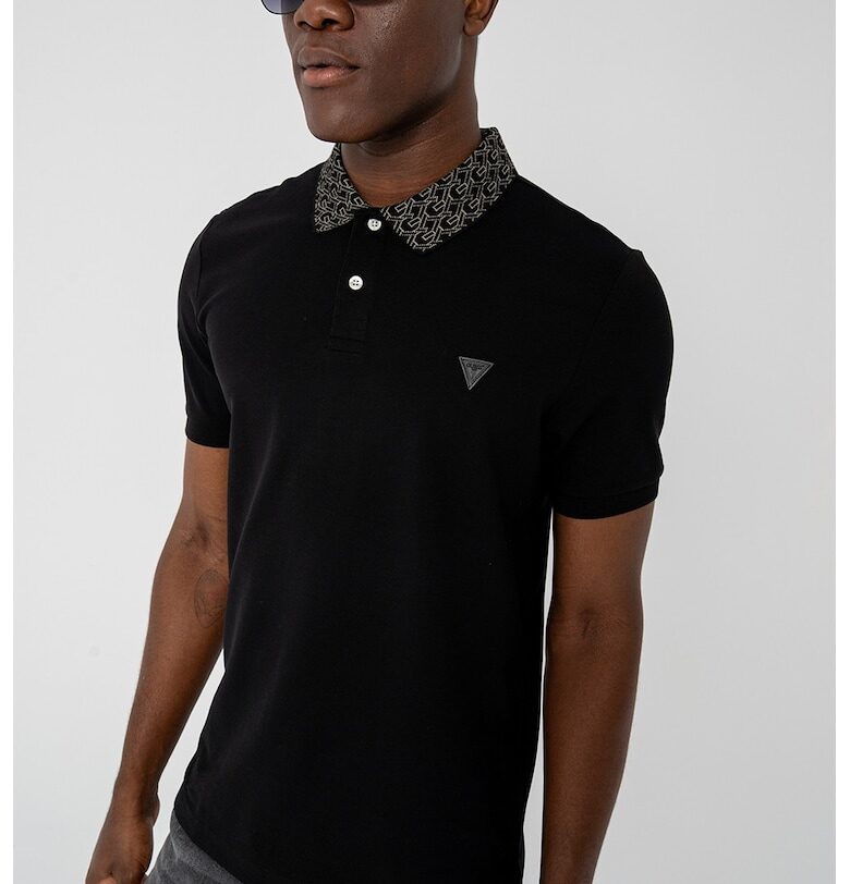 Тениска с яка и лого GUESS