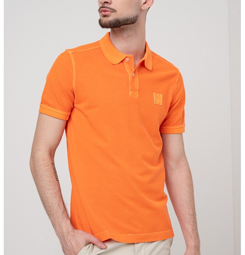 Тениска с яка и лого United Colors of Benetton