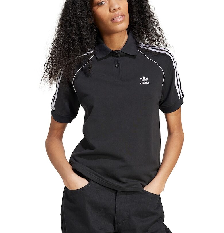 Тениска с яка и лого adidas Originals