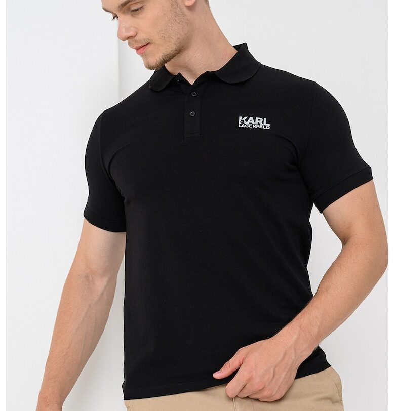 Тениска с яка и малко лого Karl Lagerfeld