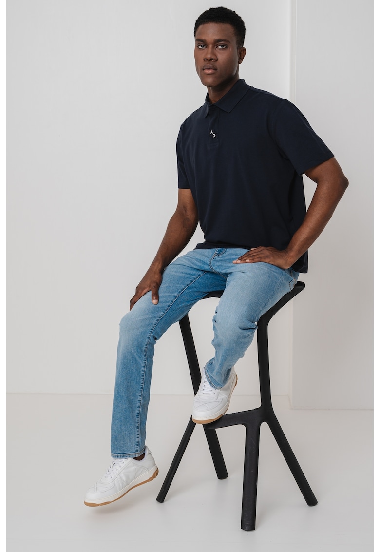 Тениска с яка и монограм ARMANI EXCHANGE