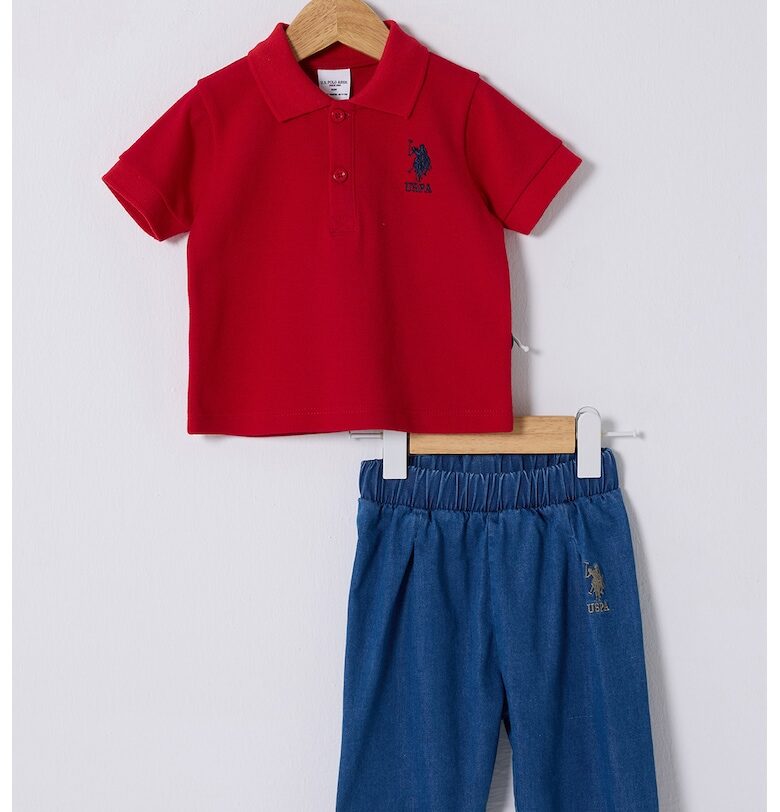 Тениска с яка и панталон от шамбре US Polo Assn