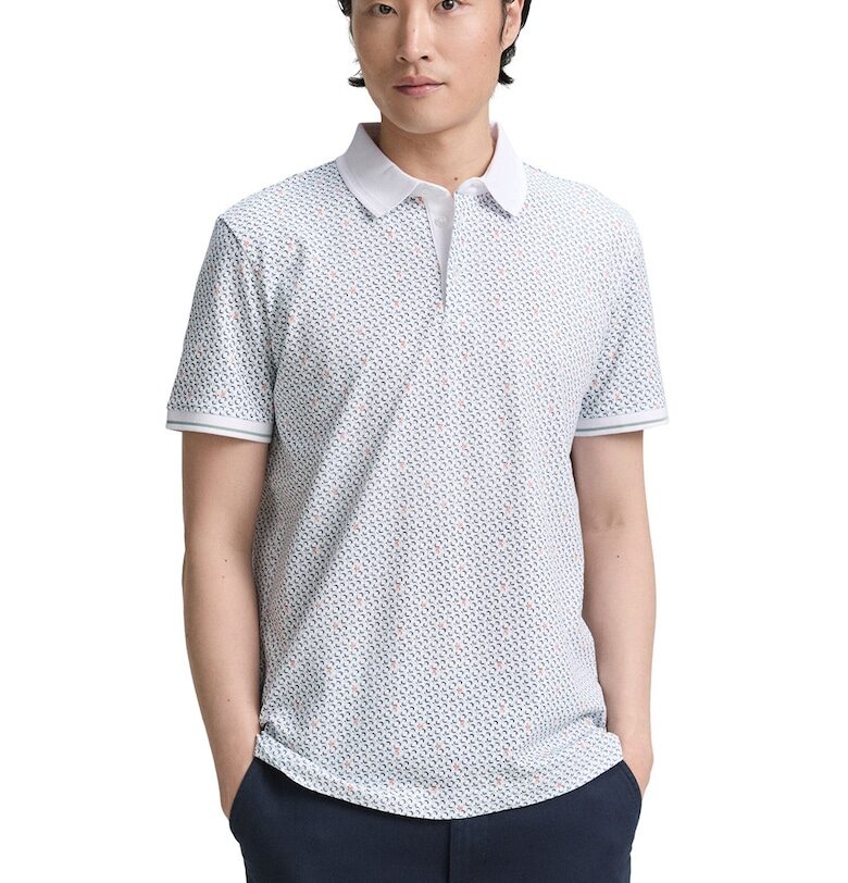 Тениска с яка и шарка Tom Tailor