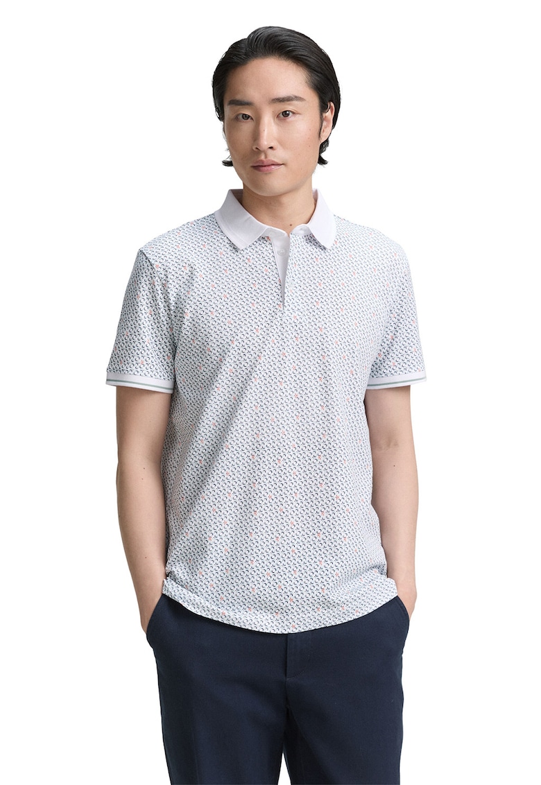 Тениска с яка и шарка Tom Tailor