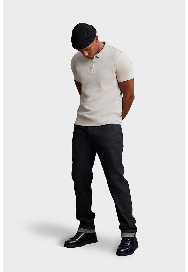 Тениска с яка с къс цип OMBRE