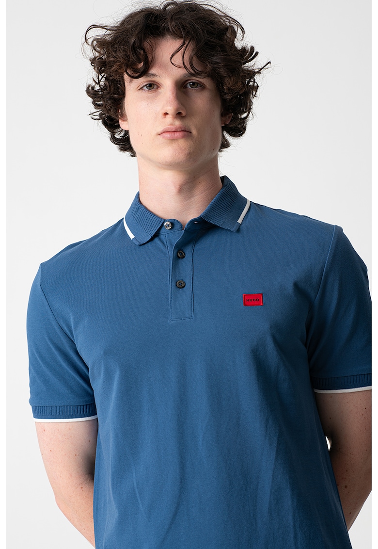 Тениска слим Deresino с яка HUGO