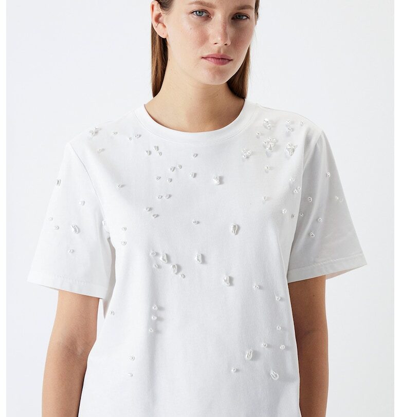 Тениска със синтетични перли Ipekyol