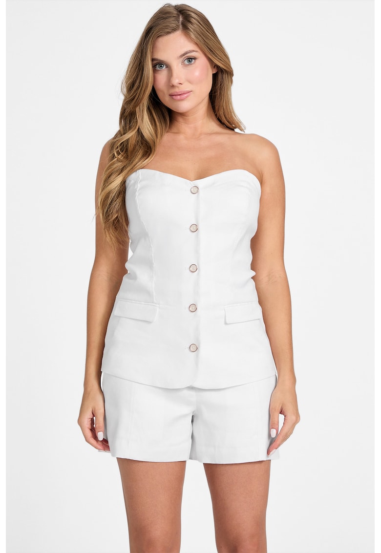 Топ с лен и модал с отделящи се презрамки GUESS