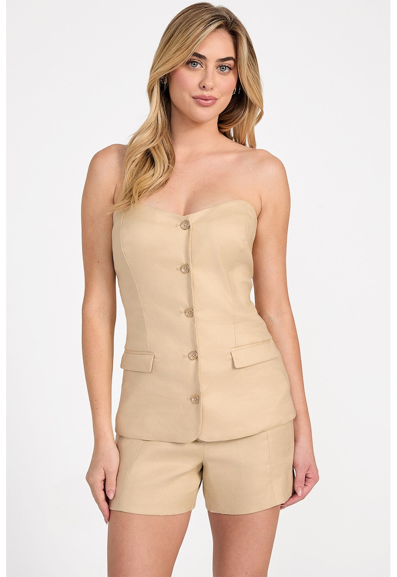 Топ с лен и модал с отделящи се презрамки GUESS