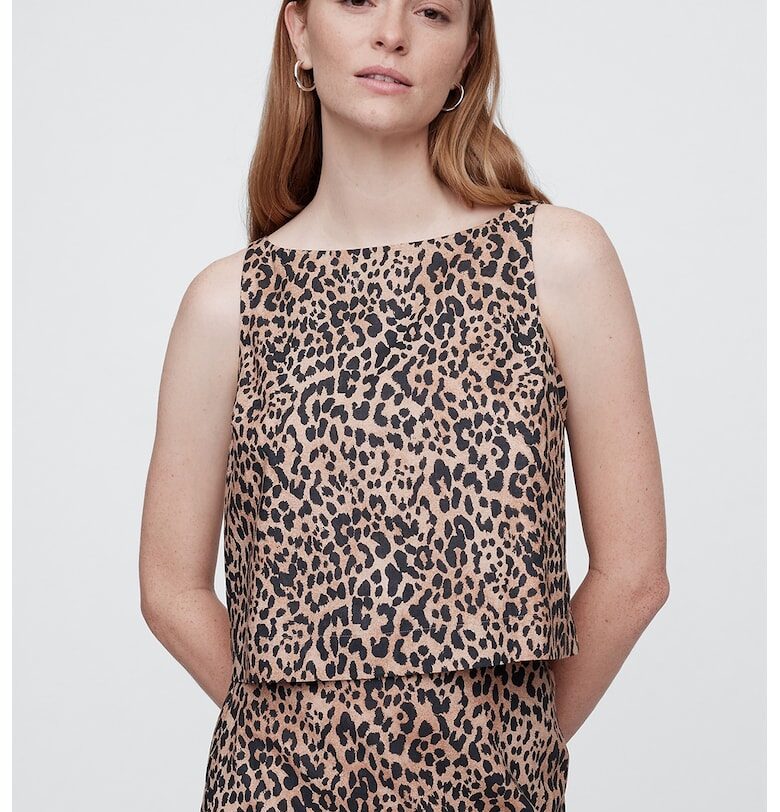 Топ с лен с животинска шарка GAP