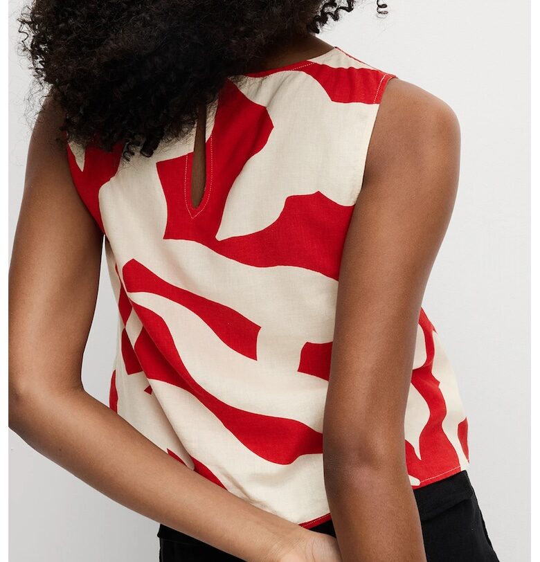 Топ с лен с принт Marks  Spencer