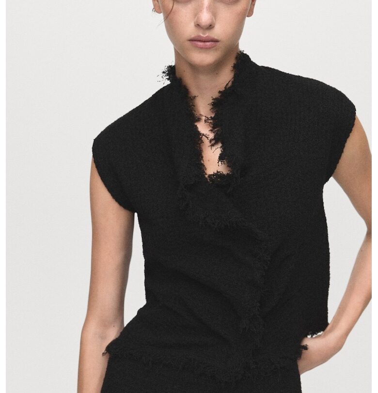 Топ с незавършени подгъви Mango