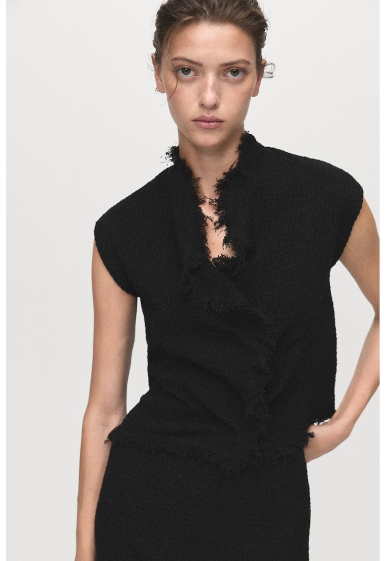 Топ с незавършени подгъви Mango