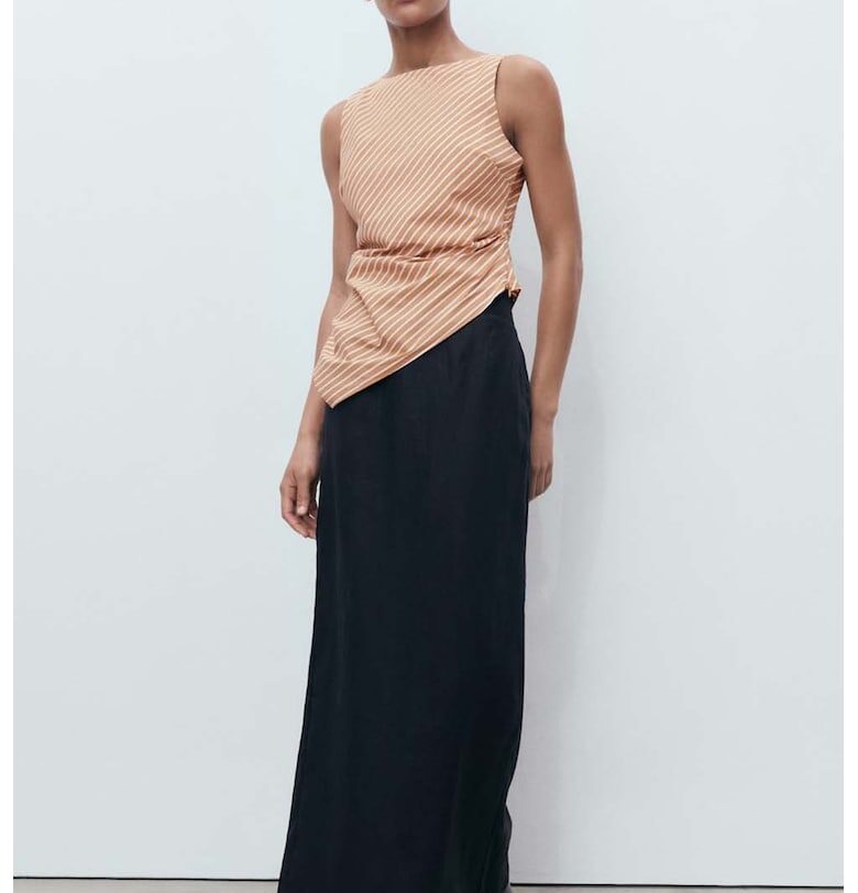 Топ с овално деколте и райе Mango