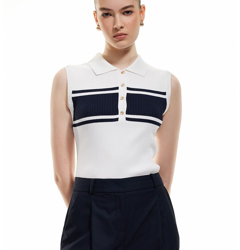 Топ с яка и цветен блок KOTON