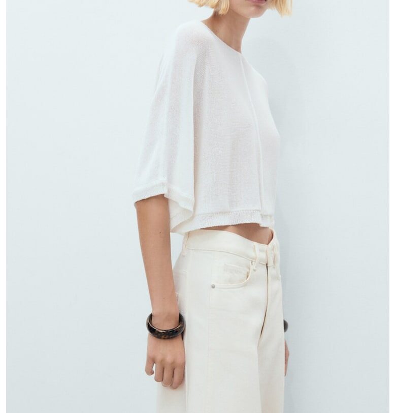 Уголемен фино плетен пуловер Mango