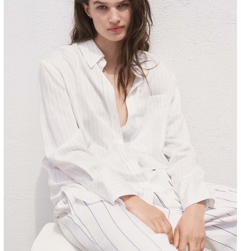 Уголемена раирана риза Mango