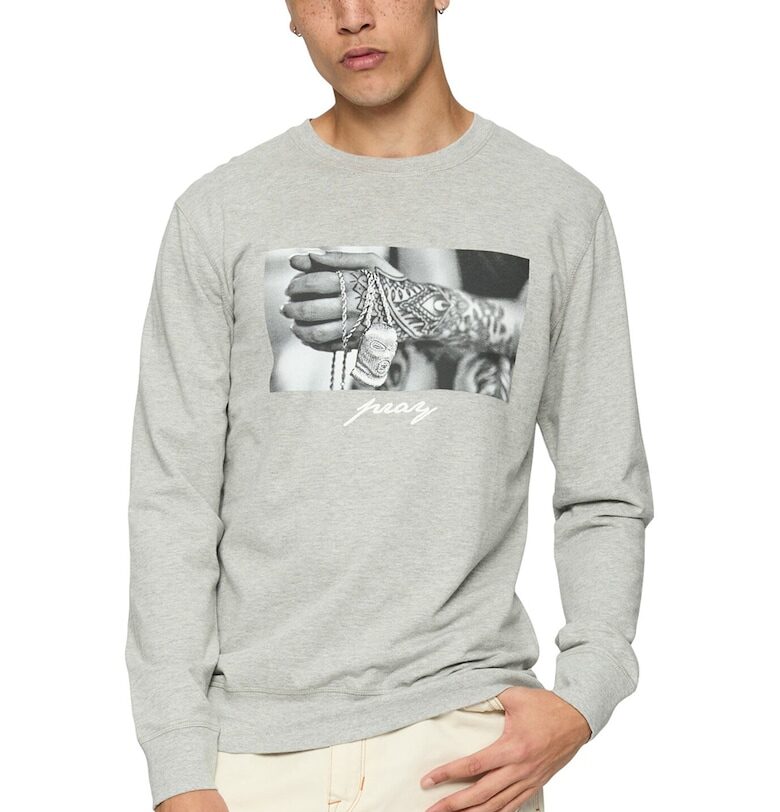 Унисекс суитшърт от памук с фото щампа Mister tee