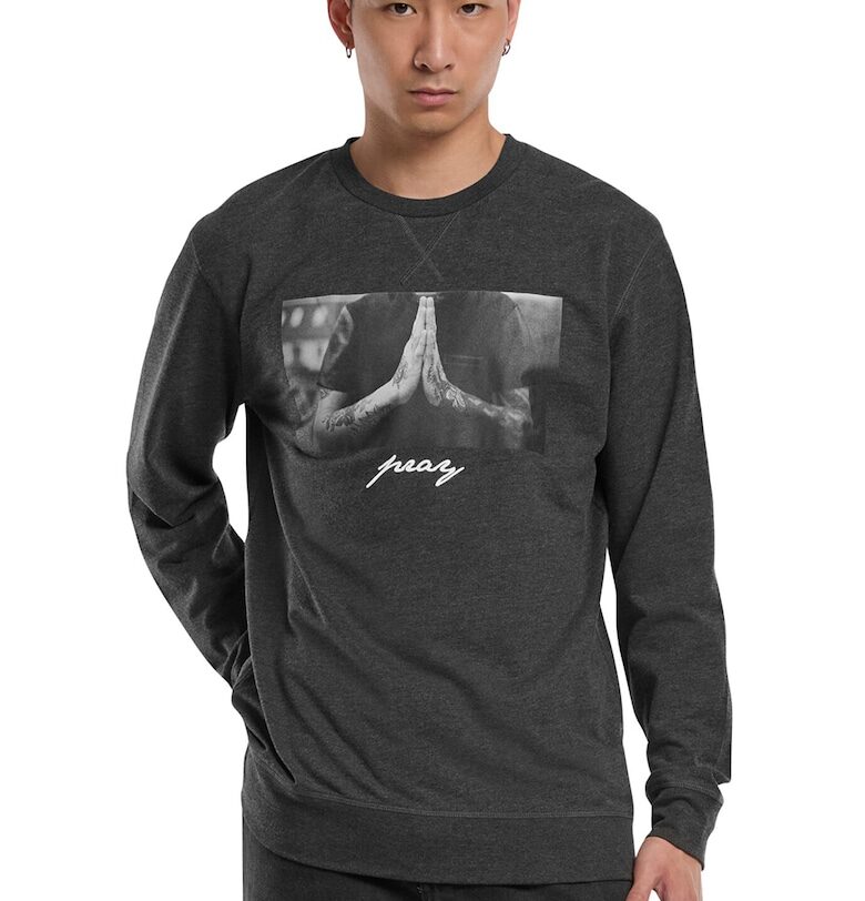 Унисекс суитшърт с овално деколте и фото щампа Mister tee