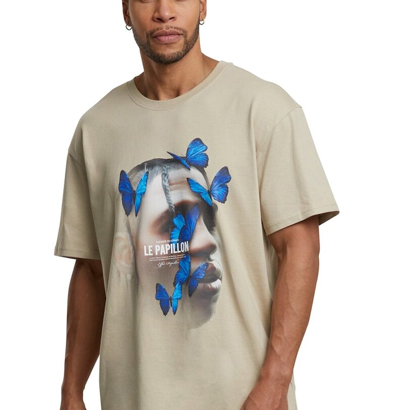 Унисекс тениска с контрастна щампа Mister tee