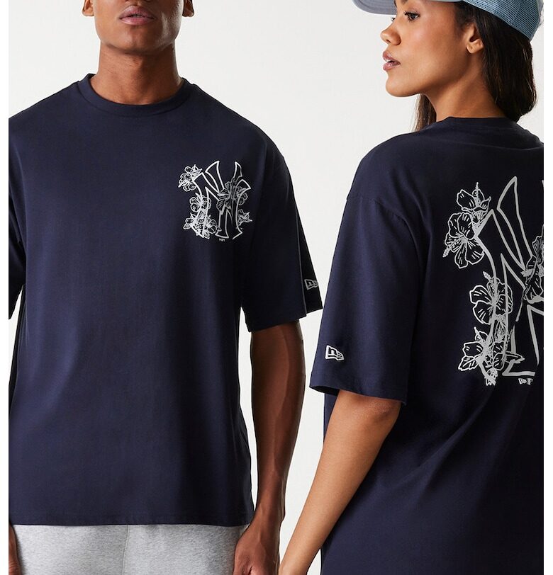 Унисекс тениска с овално деколте и флорален принт New Era