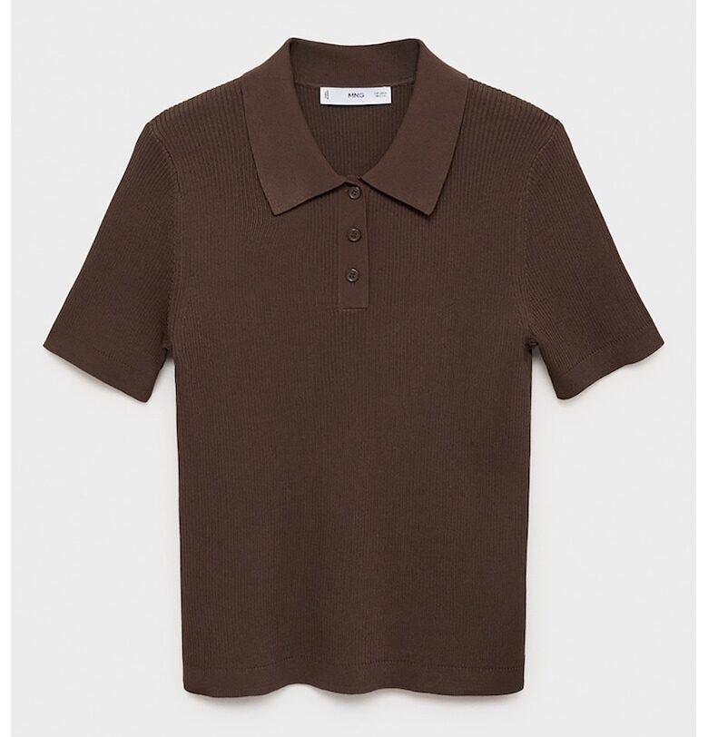 Фино плетен пуловер с къси ръкави Mango