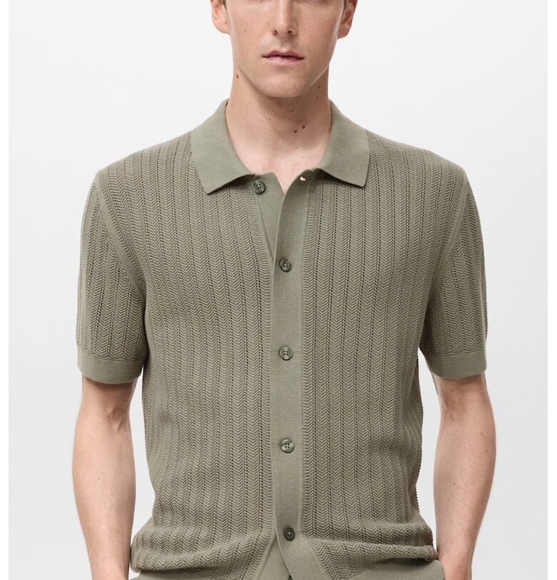 Фино плетена риза с къси ръкави Mango