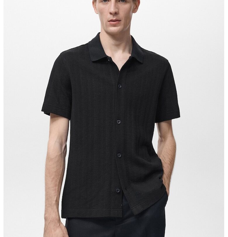 Фино плетена риза с къси ръкави Mango