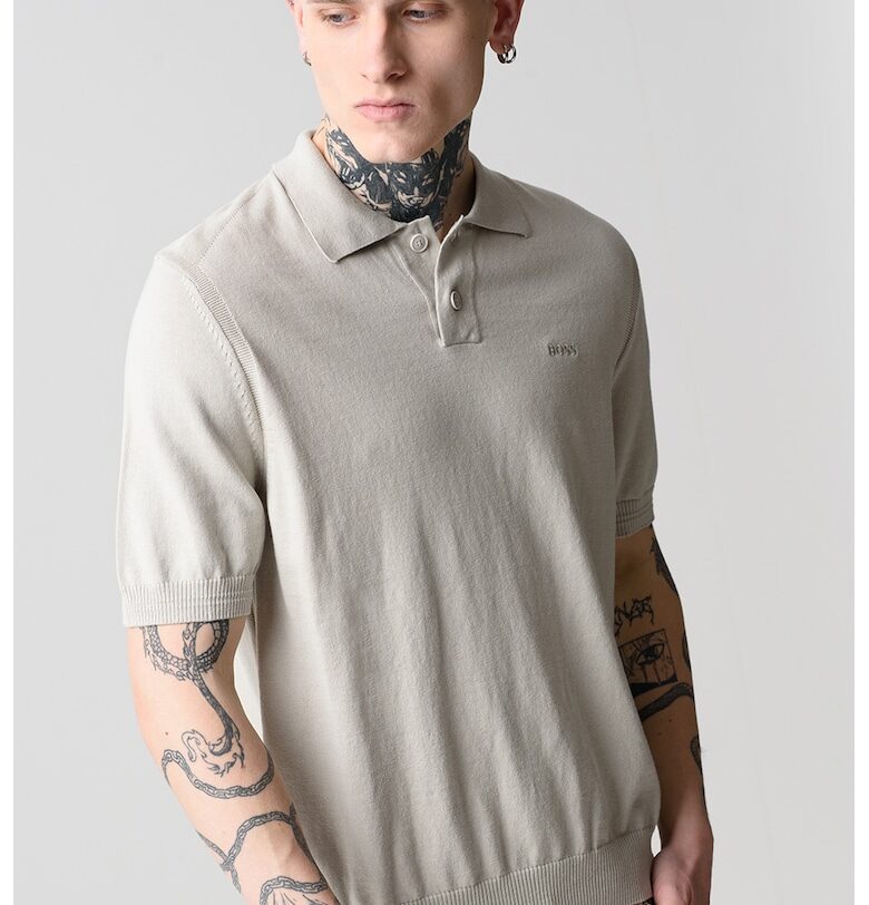 Фино плетена тениска Asac с яка BOSS