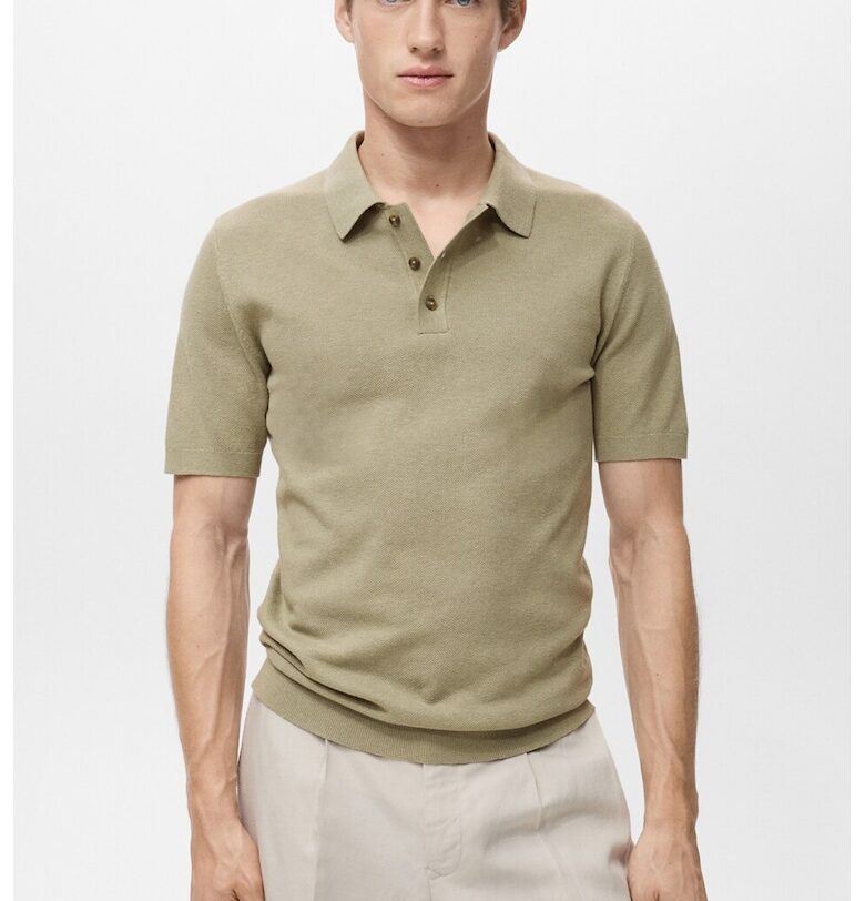 Фино плетена тениска с яка Mango