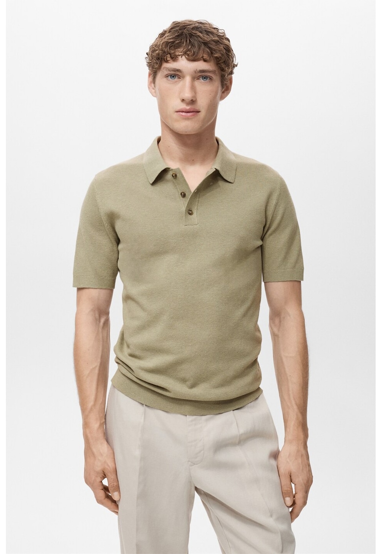 Фино плетена тениска с яка Mango