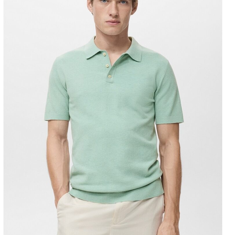 Фино плетена тениска с яка Mango