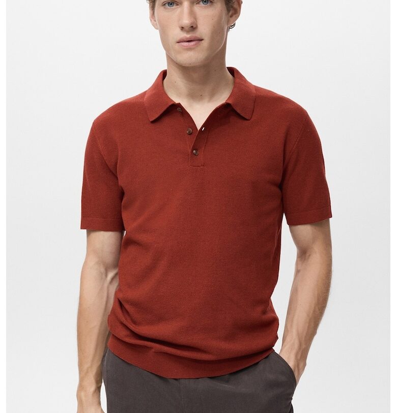 Фино плетена тениска с яка Mango