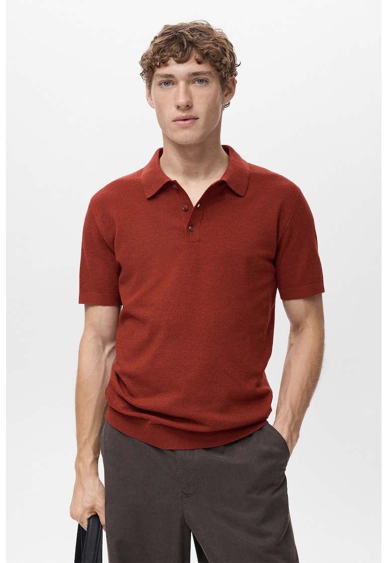 Фино плетена тениска с яка Mango