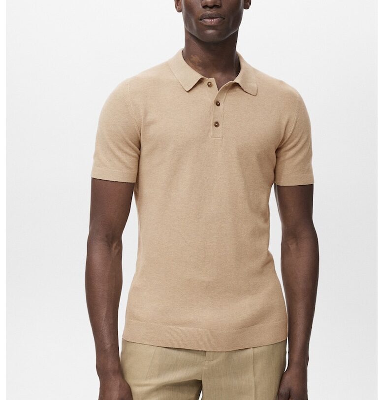 Фино плетена тениска с яка Mango