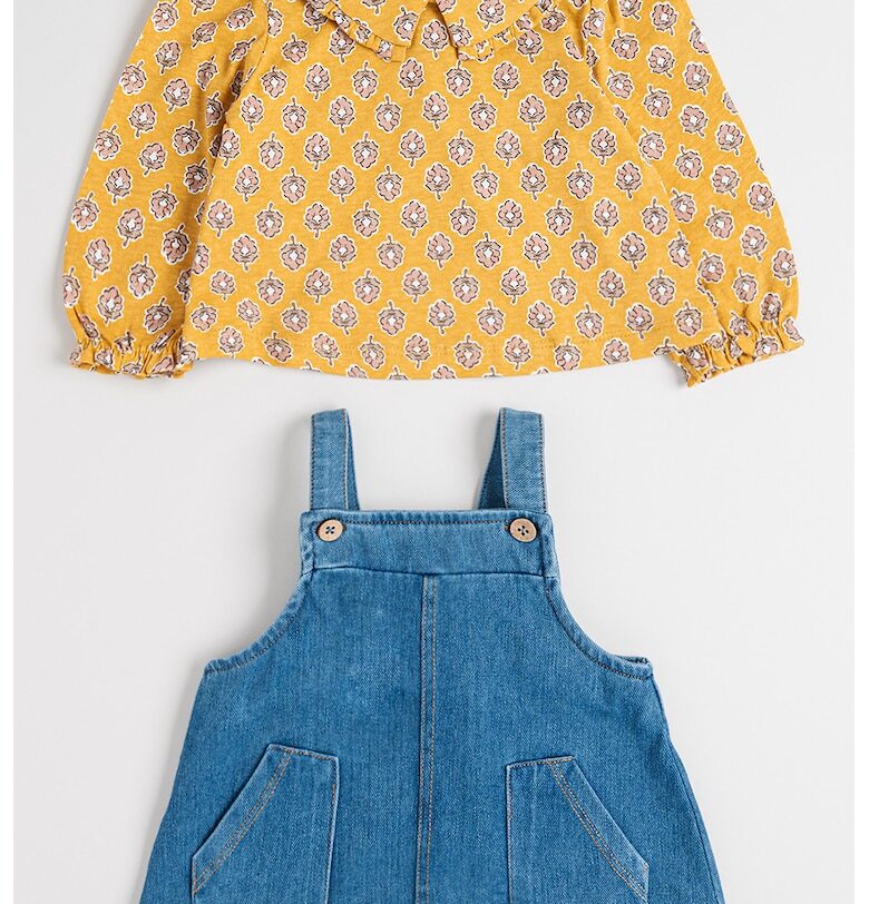 Флорална блуза и дънков сукман - 2 части Mayoral