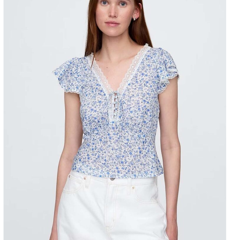 Флорална блуза с дантела GAP