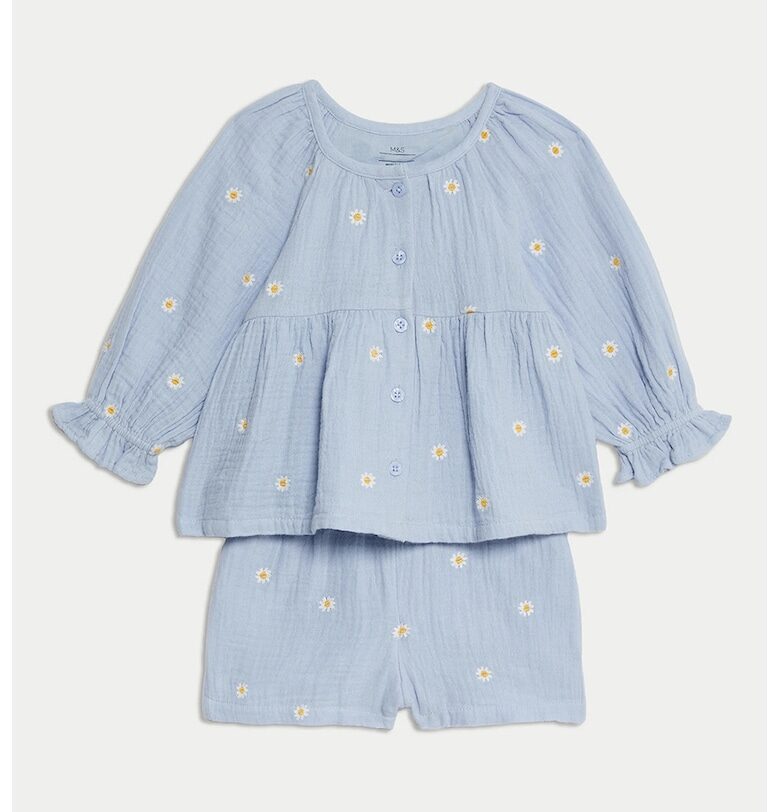 Флорална памучна пижама Marks  Spencer