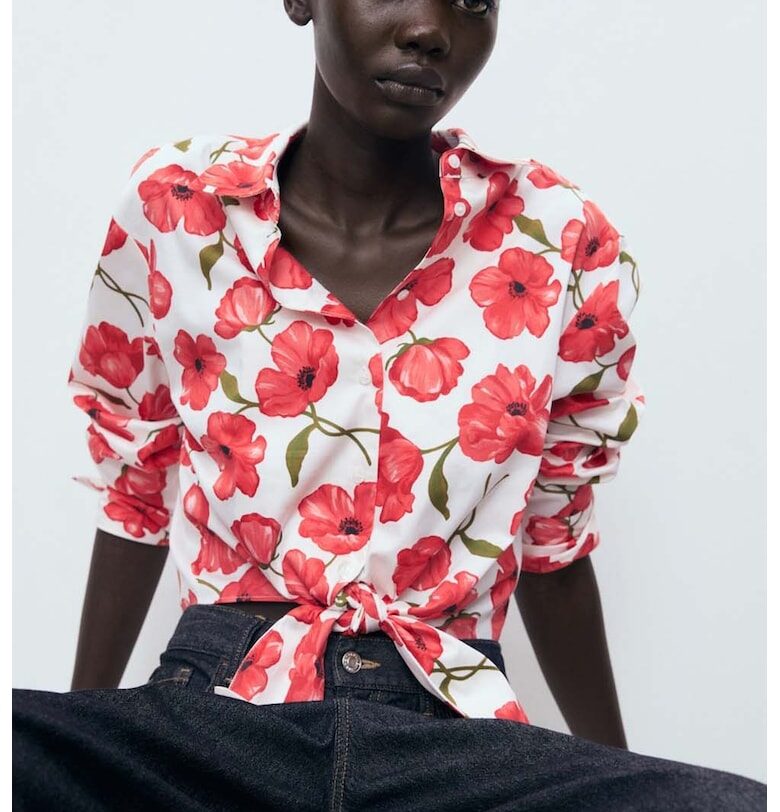 Флорална риза с преден възел Mango