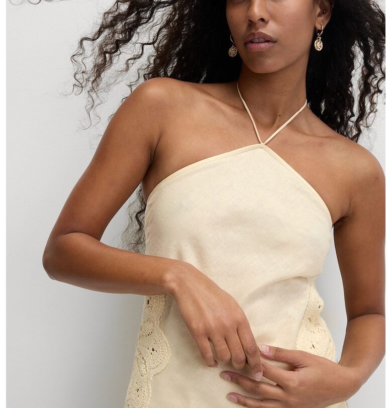 Халтер топ от лен и памук Marks  Spencer