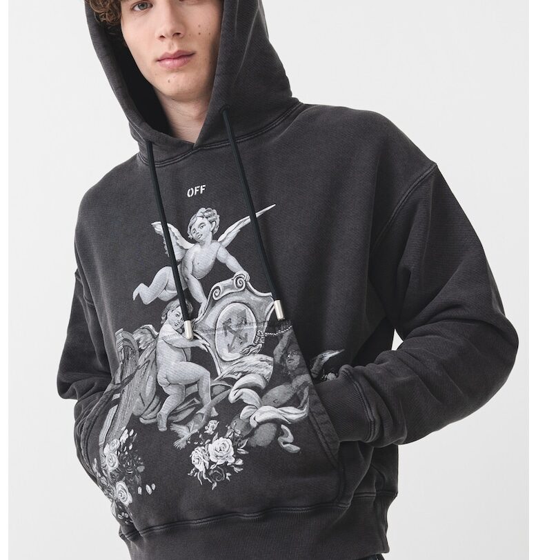Худи с джоб кенгуру и графика OFF-WHITE