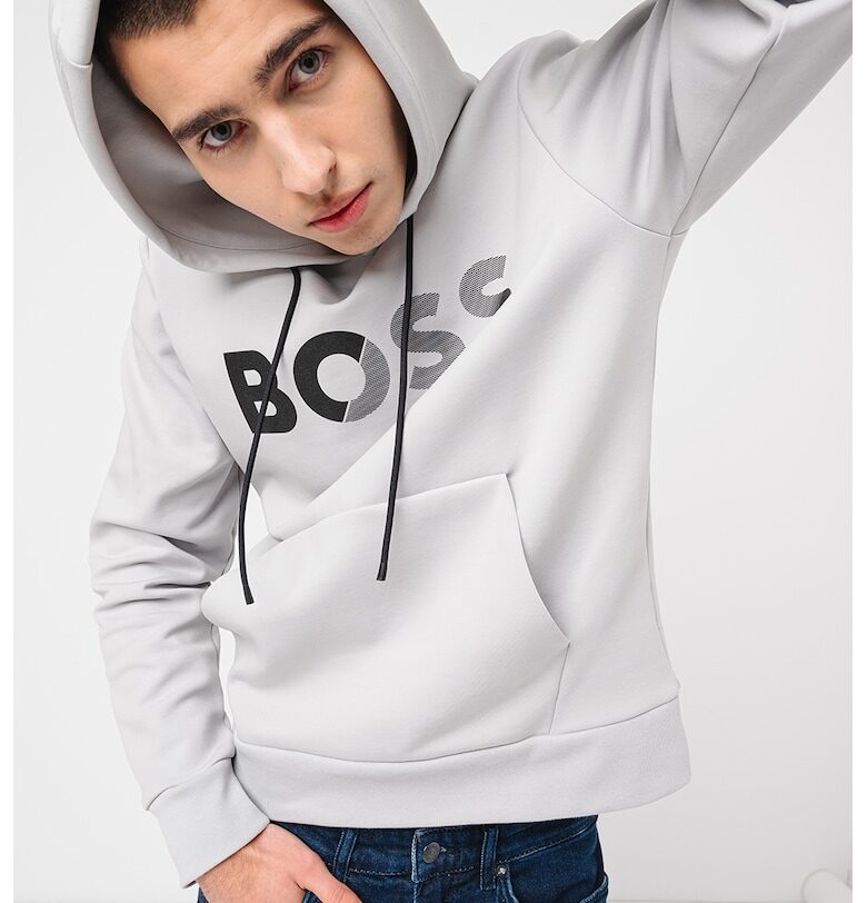 Худи с джоб кенгуру и лого BOSS