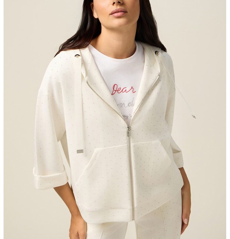 Худи с модал - цип и декоративни камъни Oltre