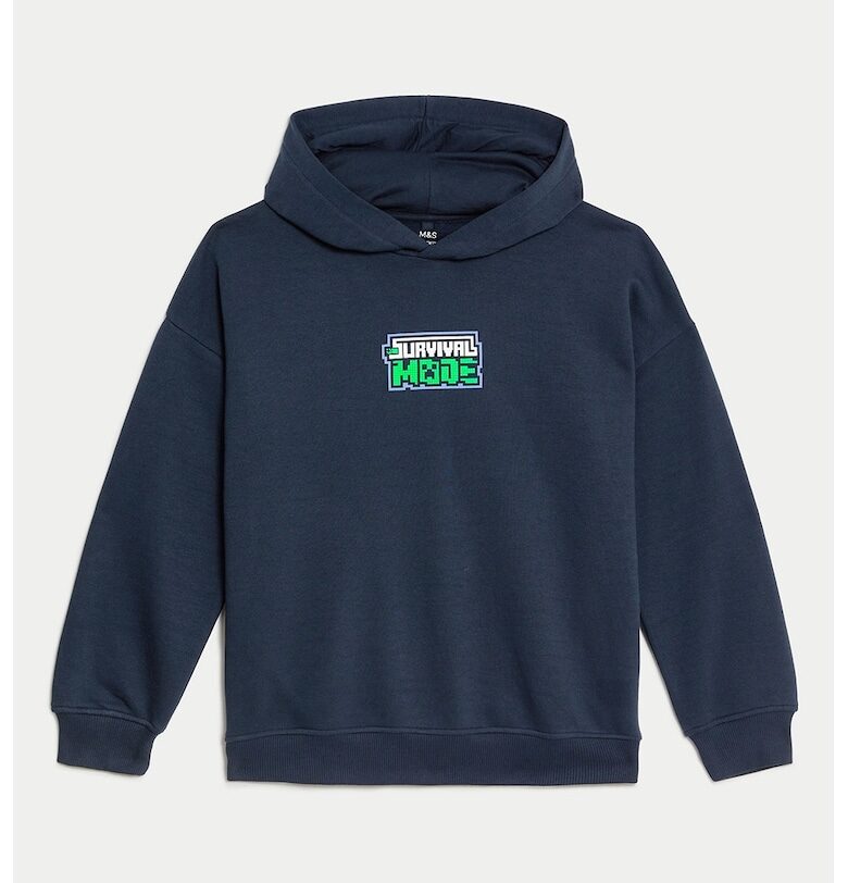 Худи с паднали ръкави и принт Marks  Spencer