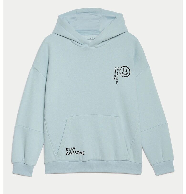 Худи с памук с надпис Marks  Spencer