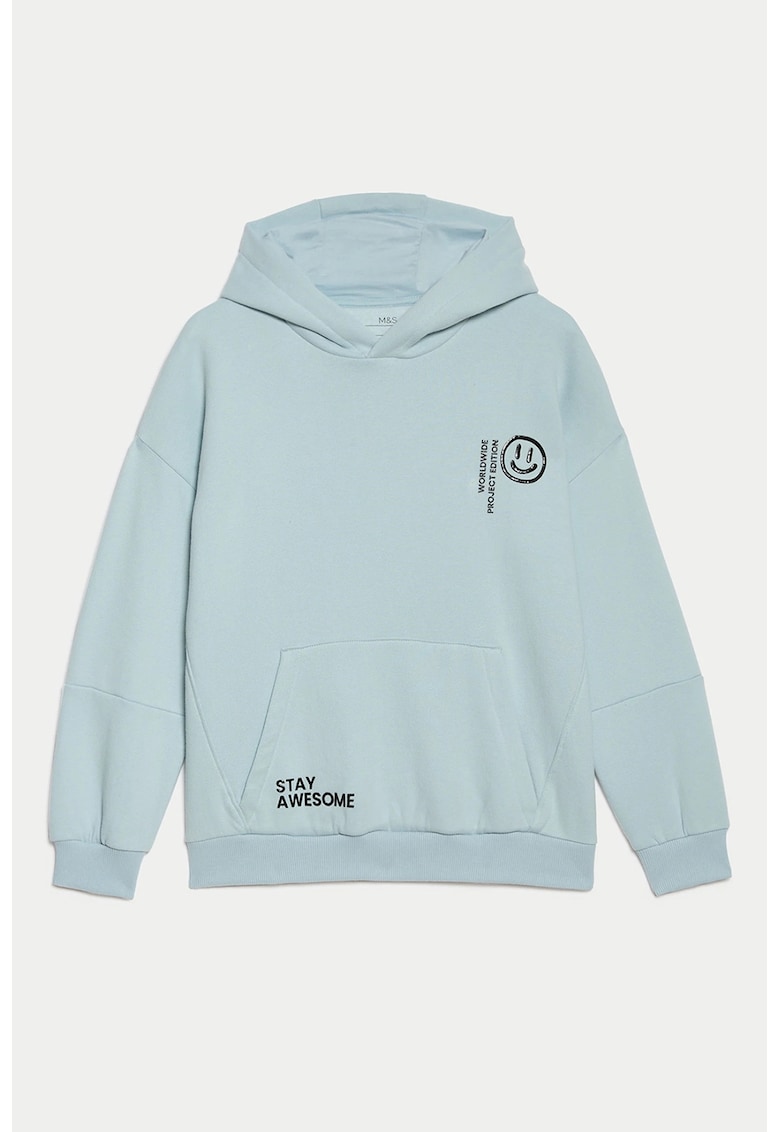 Худи с памук с надпис Marks  Spencer