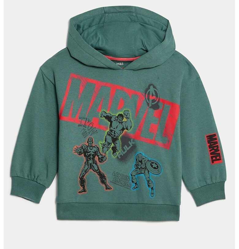Худи с памук с шарка на Marvel Marks  Spencer