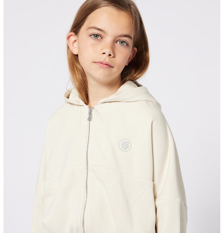 Худи с цип и паднали ръкави BOSS Kidswear