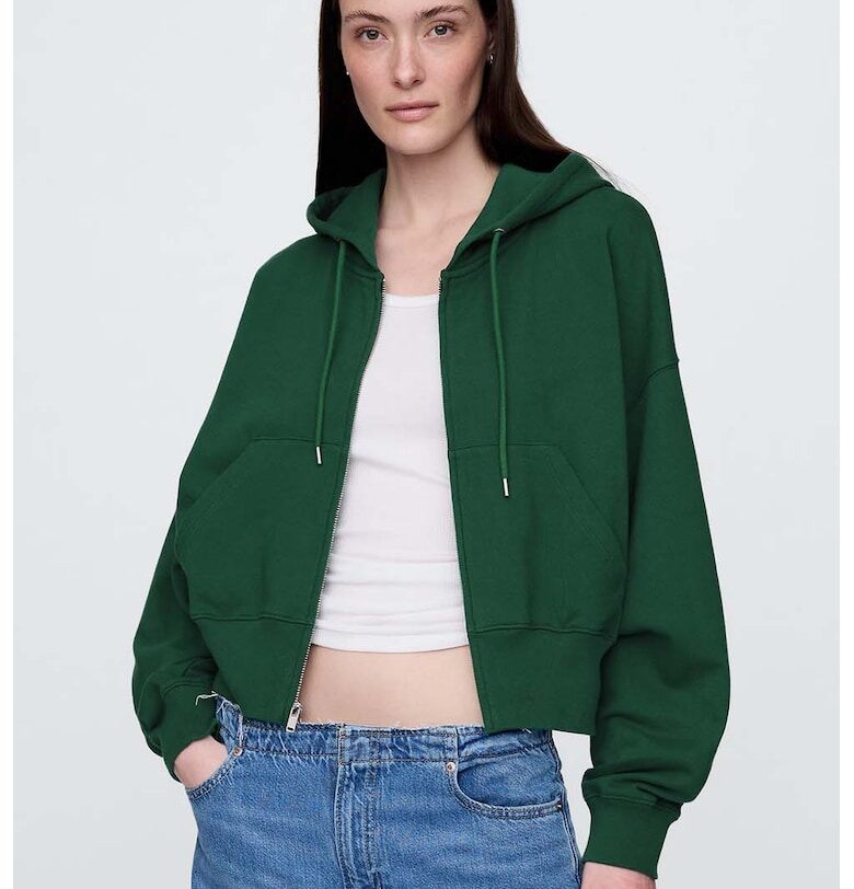 Худи с цип и странични джобове GAP